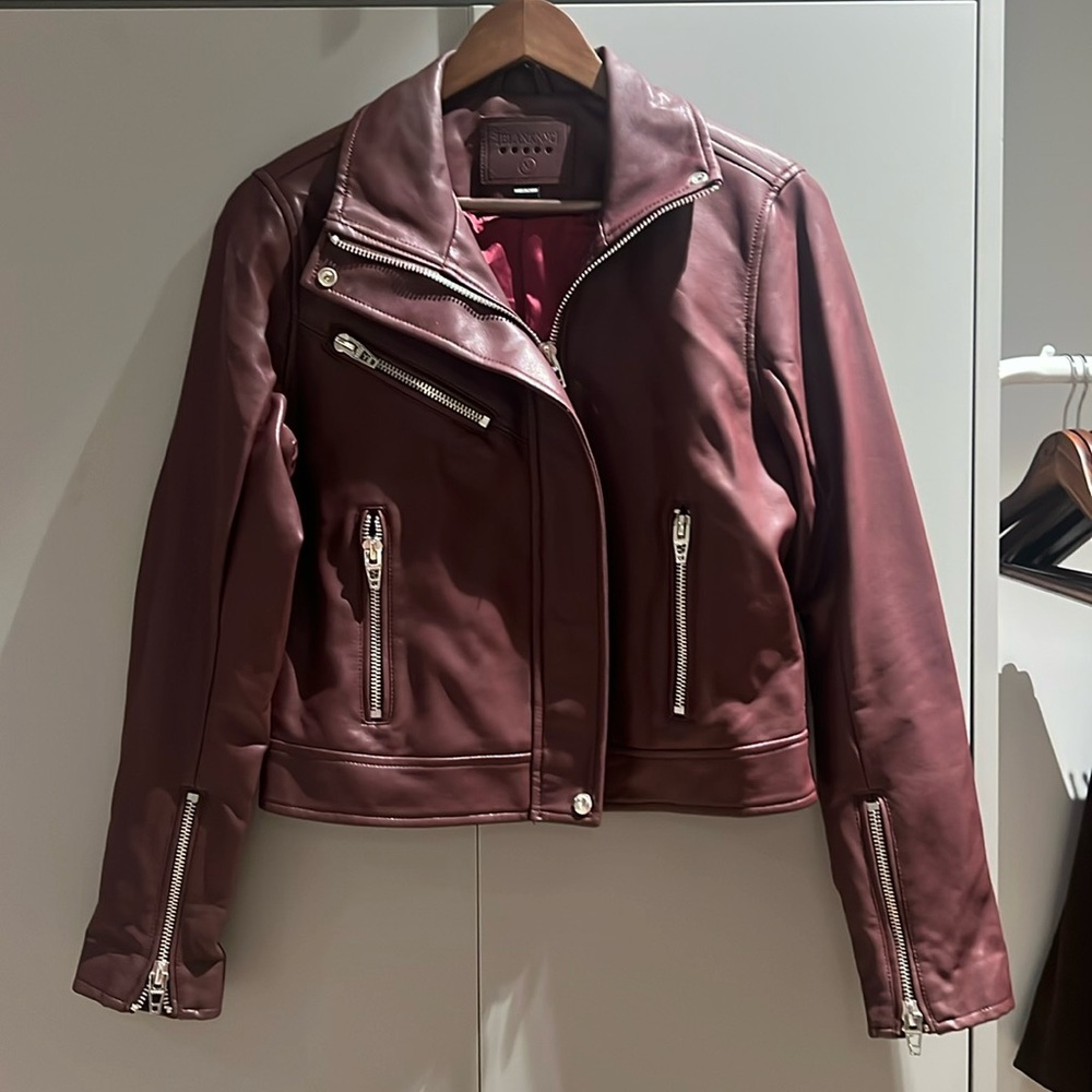 BlankNYC Merlot colored leather jacket
